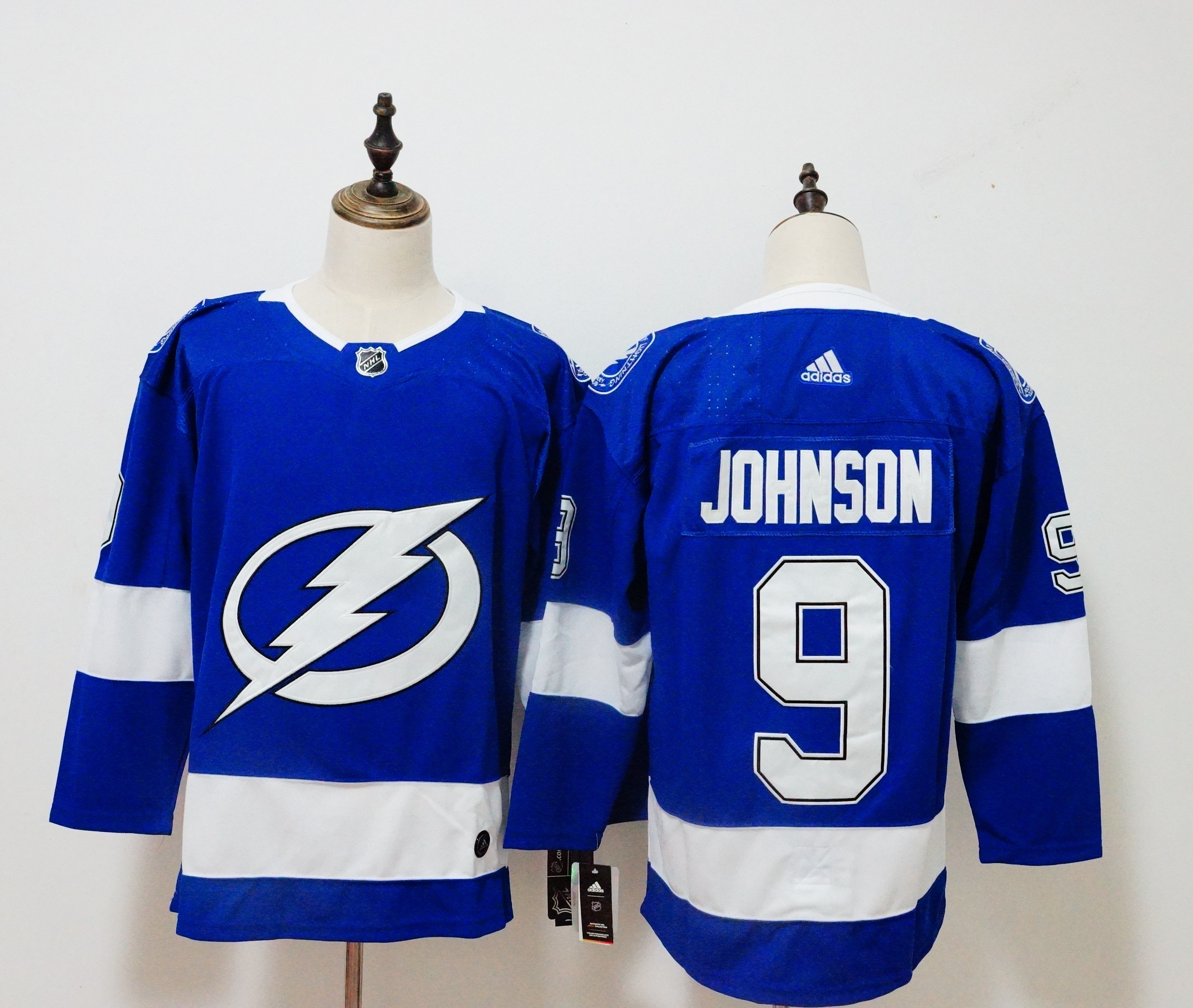 Men Tampa Bay Lightning 9 Johnson Blue Adidas Hockey Stitched NHL Jerseys